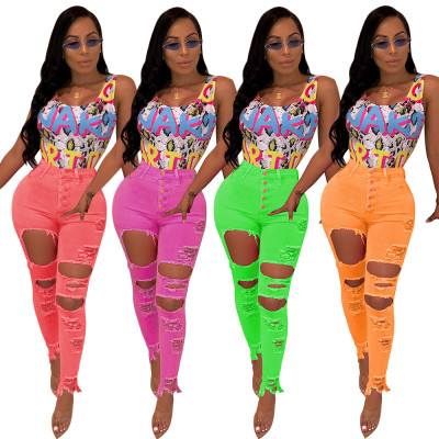 Wholesale Ripped 4 Colors Jean Long Pants SN3562