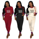 Autumn Sport Letters Printing 2 Pieces Women Suits H1062