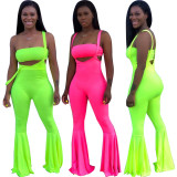 Bandeau Top Strappy Flared Pants Pure Color Women Outfits HM5245