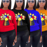 Lovely Embroidery Round Neck Women Sweater For Daily Wear M813