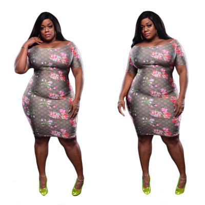Cheap Flower Print Pencil Midi Dress YZ1645