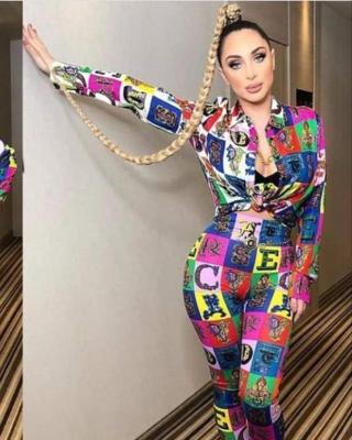 Fashion Printing Bodycon Two-Piece Long Suits YZ1744
