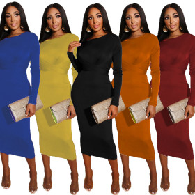 Women's Long Sleeve Lace Up Velvet Hip Dress LML065