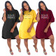 Wholesale Price Women Half Sleeves Letters Printing Dress H1202