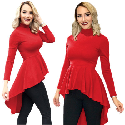 Red Overlay Long Sleeves Tops YYZ812