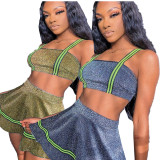 Fashion Leisure Suits Condole Belt Top Short Skirt HHM6145
