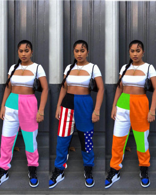 Women's cute stitching track pants MTY6369