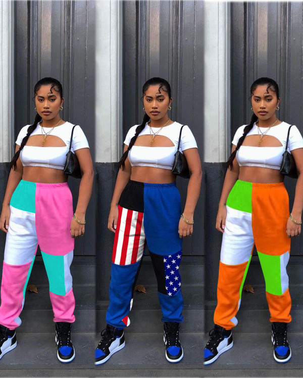 Women's cute stitching track pants MTY6369