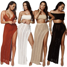 Fashion Women Suits Bandeau Top Hollow Out Long Skirt ZS-Z028