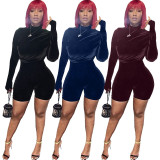 Nightclub sexy high-elastic flannel trousers wear zipper jumpsuit GL6306