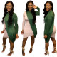 Newest Long Sleeves Color Patchwork Irregular Dress ORY5134