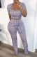 Two-piece plaid print sexy ladies fashion casual suit H1511