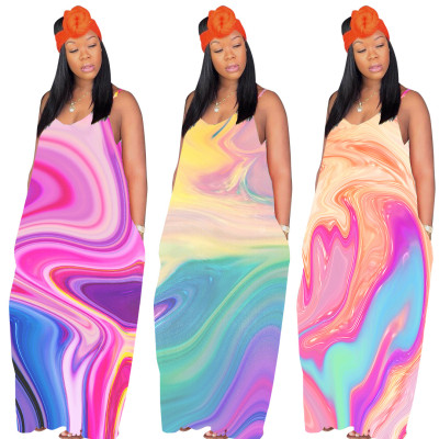 Casual fashion sexy plus size women's tie-dye dress ZH5198