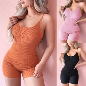 Jumpsuits Feature Sling U-Neck Casual Slim Jumpsuit ZC3703