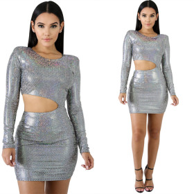 Newest Clubwear Glitter Slim Bodycon Short Dress LS6195