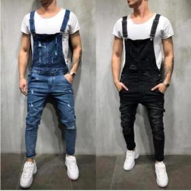 Men's sling denim romper torn jeans trousers RF207
