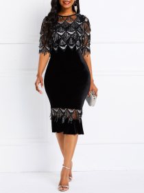 Elegant Bodycon Ladies Half Sleeves Wrap Dress CCY8015