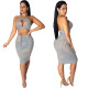 Bodycon Shiny Clubwear Sexy Backless Midi Dress KA7050