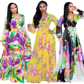 New Design Colorful Oversized Chiffon Maxi Dress X9138