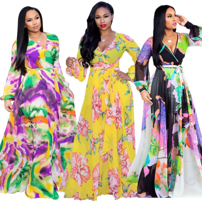 New Design Colorful Oversized Chiffon Maxi Dress X9138