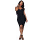 Women Elegant Black Tassel Strapless Dress DN8168