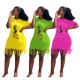 Fashion Ladies Tassel Short Sleeves Leisure Dress T3366H