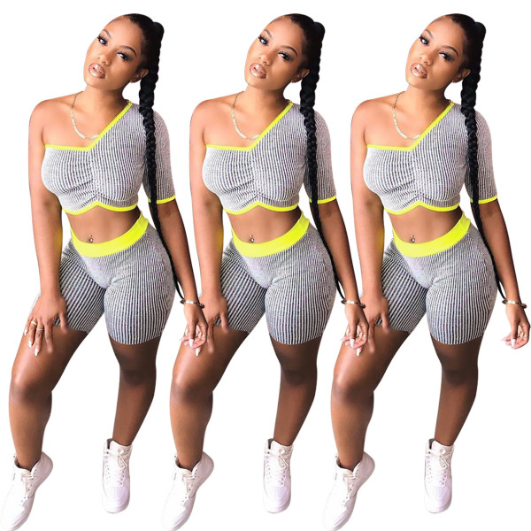 Single sleeve striped sports suit NK098