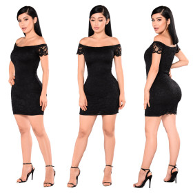 Slim Bodycon Lace Off Shoulder Wrap Dresses For Ladies JLX6070