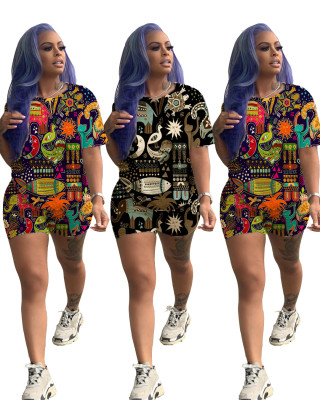 Lovely Animals Hawaiian-Style Casual Ladies Shorts Suits LY5061