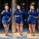 Sequin V-neck long-sleeved sequins solid color shirt large size women's clothing YF1070