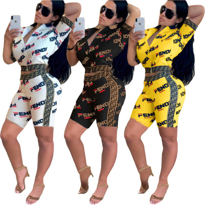 Fashion Letters Printed Summer Tracksuit Women 2 Pcs Sets AMM8807