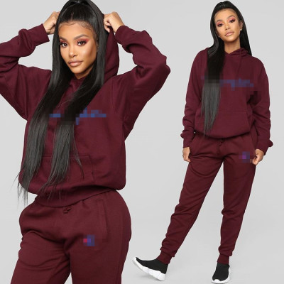 Embroidered hooded casual two-piece suit F8236