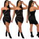 New Design Zipper Bodycon Irregular Sexy Strapless Dress YY5142