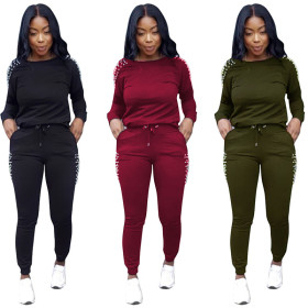 Solid Color Elastic Cotton Women Sets TRS882