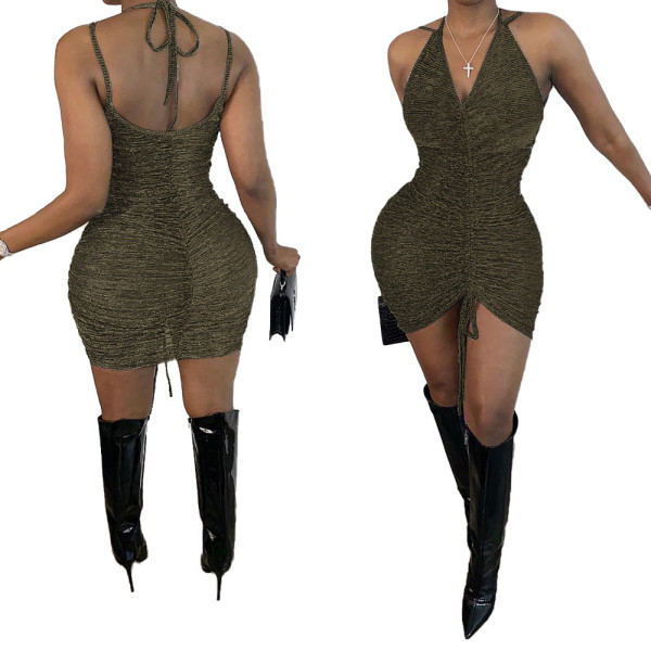 Women's Slide Light Silk Pleated Lace Dress MN8204