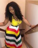 Fashionable Multicolor Striped Bottom Women Pleated Skirt KYZ1882