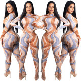Latest Printing Long Sleeves Bodycon Jumpsuits XZ2075