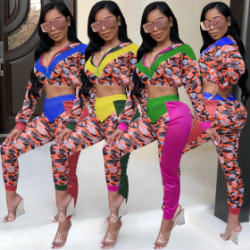 Colorful Print Camouflage 2 Pieces Sets Outfits ALS054