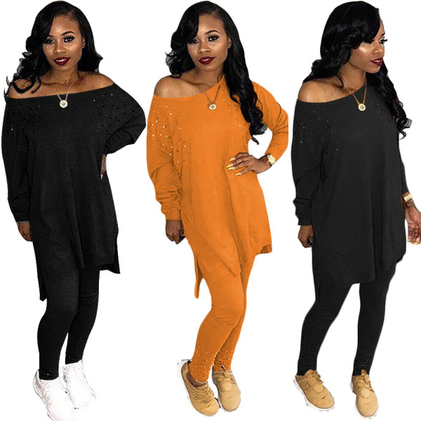 Leisure Pure Colors Suits Loose T-Shirt Skinny Pants SN3461