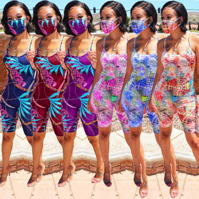 Summer Sling Digital Print Slim 6-color Jumpsuit ALS192