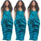 Letters Printing Loose Fitting Condole Belt Maxi Dress YM8042