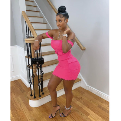 Fashion sexy women's dress with straps and pockets on both sides MDF5150