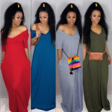 Hot Sale 4 Colors Leisure Wide collar Maxi Dresses KZ003