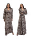 Fashion Ruffle Leopard Printed V Neck Women Long Dress MTY6220