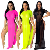 Sexy Bra Top Bandage Panties With Split Mesh Dress YT3109