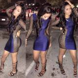 Women Sexy Club Mesh Patchwork Bodycon Dress LS6198