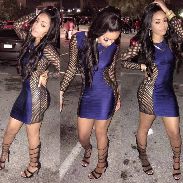 Women Sexy Club Mesh Patchwork Bodycon Dress LS6198