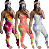 Ruched pleated tie-dye jumpsuit GL6270