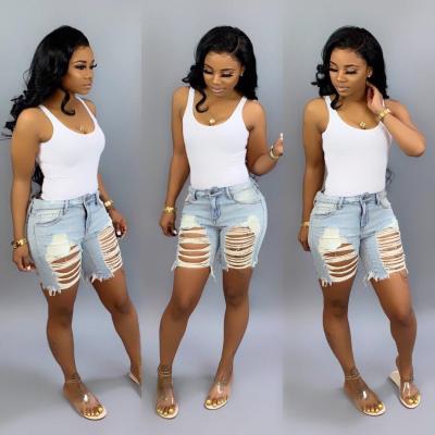 Hollow Out Casual Jeans Ripped Shorts For Women SS0407