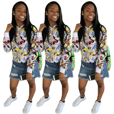 Cheap Leisure Cartoon printing Women Hoodies YX9033